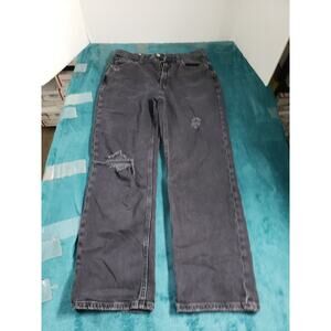 Gap Jeans Size 4 Petite Womens Black Pants Stretch High Rise 90s Loose Straight